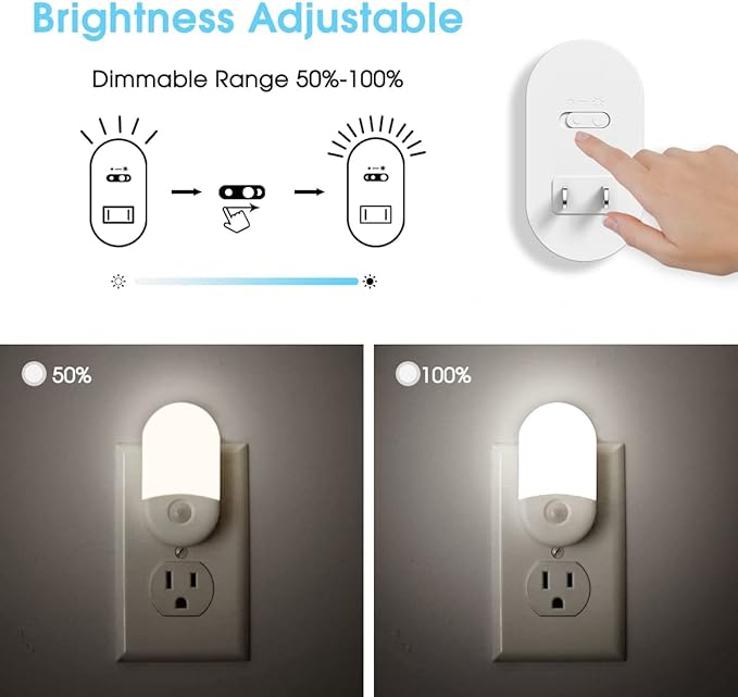 LOHAS Night Light Plug in, 4 Pack 0.6W LED Night Light for Kids, Auto Dusk to Dawn Sensor Bright Nightlight, Daylight White 5000K, 30/60lm Small Night-Lights for Adults, Hallway, Kitchen, Stairs