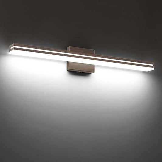 SineRise 32-Inch LED Modern Bathroom Vanity Light Bar, Brown Modern Acrylic Bathroom Wall Lighting Fixtures Over Mirror (Cool White 6000K)