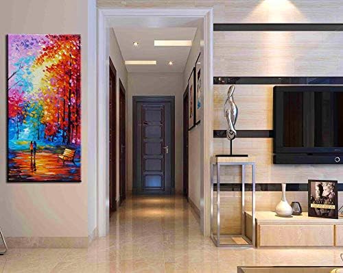 Tyed Art- Contemporary Art Oil Painting On Canvas Textured Tree Painting Palette Knife Abstract Landscape Wall Paintings Home Office Decorations Canvas Wall Art Painting 24x48inch