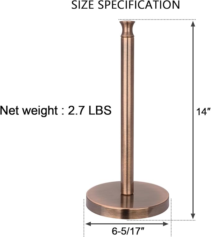 Akicon Paper Towel Holder Stand for Kitchen Countertop & Dining Room Table (Antique Copper, Modern)
