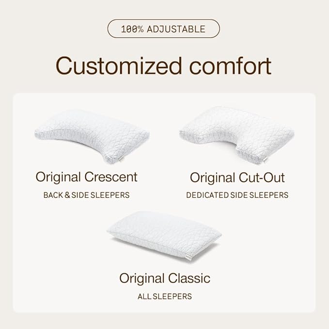 Coop Home Goods Original Adjustable Pillow, Queen Size Bed Pillows for Sleeping, Cross Cut Memory Foam Pillows - Medium Firm Back, Stomach and Side Sleeper Pillow, CertiPUR-US/GREENGUARD Gold