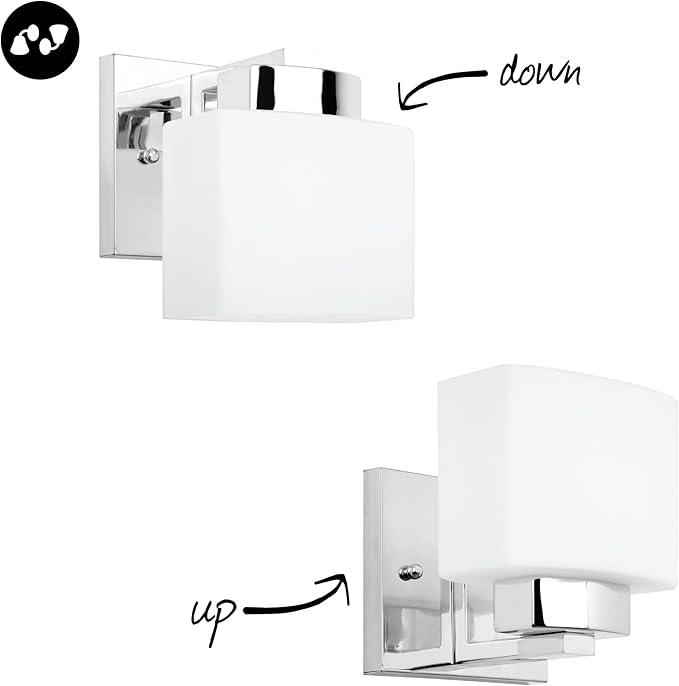 Design House Dove Creek Wall Light Sconce – Dimmable with Frosted Glass for Hallway, Bathroom, Foyer, Bedroom – Polished Chrome, 589663