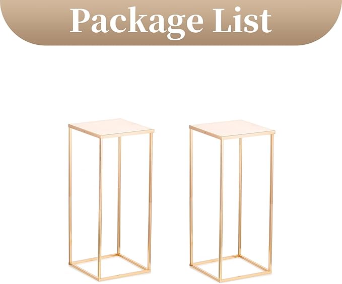 Sziqiqi Wedding Centerpieces Vase For Tables With Plates - 2 Pcs Metal Column Geometric Flower Stand 23.6in Gold Flower Display Rack Decorations For T-Stage Reception Party Fiesta Event Home Christmas