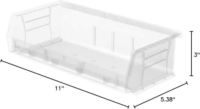 Akro-Mils 30232 AkroBins Plastic Storage Bins, Space-Saving Stackable Bins for Garage, Pantry, Craft Organization, 5-Inch x 11-Inch x 3-Inch, Clear, 8-Pack