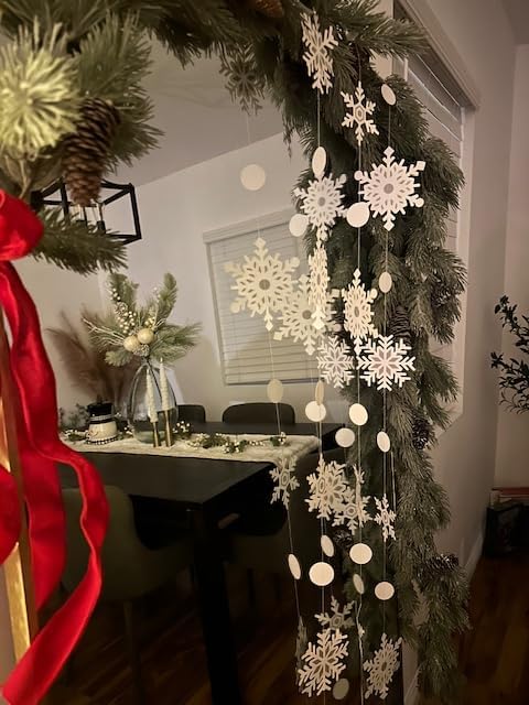 10 PCS Snowflake Garland | Christmas Party Streamers | Xmas Winter Wonderland Hanging Decorations | Holiday Garland by Bashout