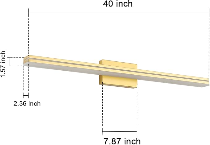 SineRise 40-Inch LED Modern Bathroom Vanity Light Bar, Gold Modern Acrylic Bathroom Wall Lighting Fixtures Over Mirror (Cool White 6000K)
