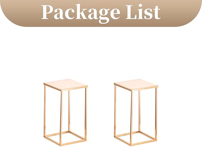Sziqiqi Wedding Centerpieces Vase For Tables With Plates - 2 Pcs Metal Column Geometric Flower Stand 15.7in Gold Flower Display Rack Decorations For T-Stage Reception Party Fiesta Event Home Christmas