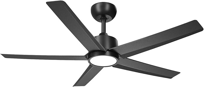ocioc 44 Inch Ceiling Fans with Lights and Remote,Quiet DC Motor, Dimmable, 3CCT, 6 Speeds,Reversible, Black Modern Ceiling Fan for Bedroom, Living Room,Dining Room