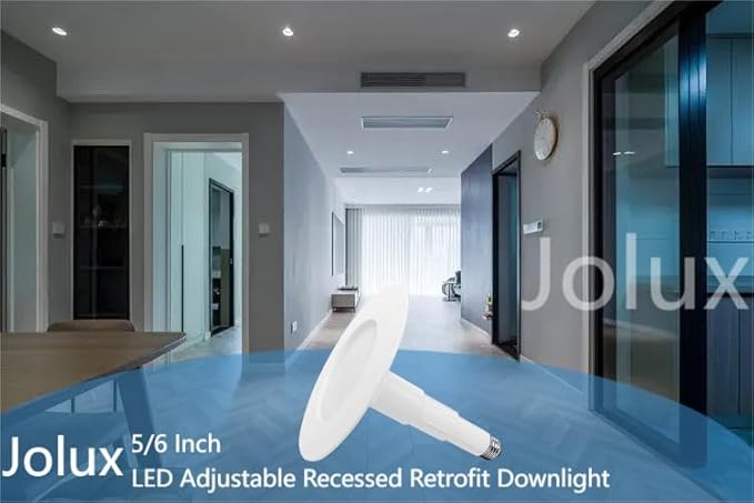 Jolux 24-Pack 5/6" Retrofit LED Recessed Lighting,12W=60W,3000K WarmWhite,800 Lumens,Dimmable Can Lights,Damp Rated,Simple Adjustable Retrofit Downlight Installation,ETL,E26 Base,Bevel Trim