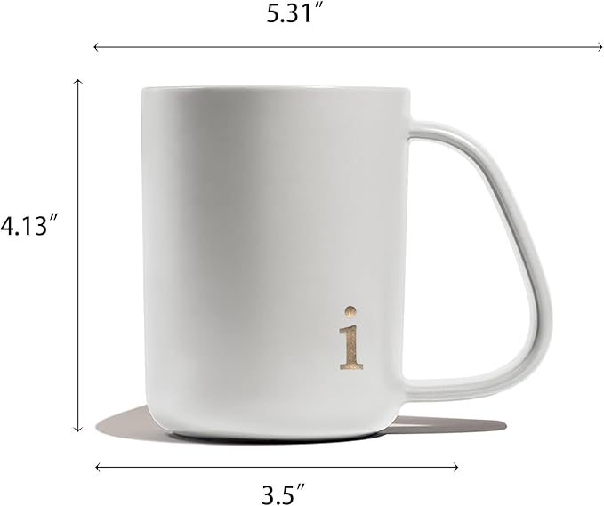 COLLECTIVE HOME - Ergonomic Handle Ceramic Mug, 15 oz Personalized Coffee Cup with Golden Initial, Microwave & Dishwasher Safe, Elegant Monogram Tea Mug in Gift Box for Home & Office (White-i)