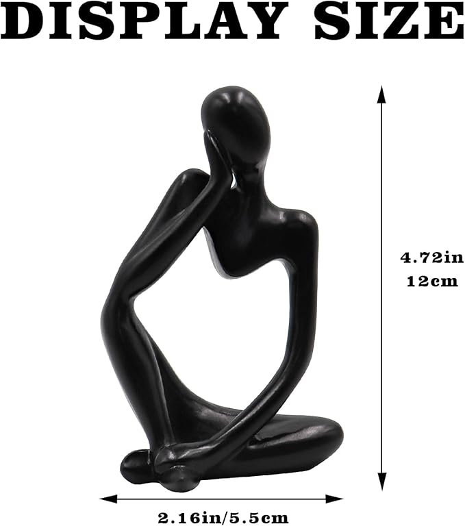 Thinker Statues and Sculptures, Resin Thinker Statue Ornaments, Abstract Style Sculptures, Housewarming Gifts, Housewarming Decorations, Living Room Dining Desk Decorations(Black Right, Small)