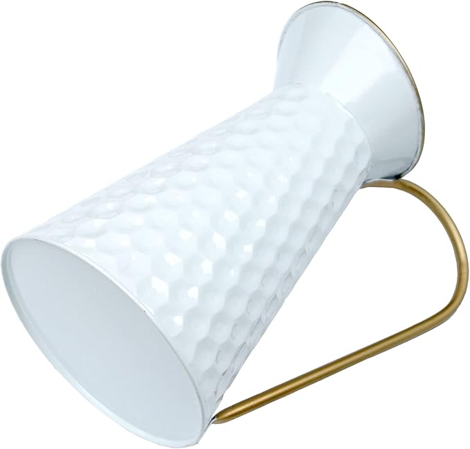 Elegant White Metal Decorative Flower Vase,Farmhouse Galvanized Pitcher,Rustic Milk Jug for Home Decor…