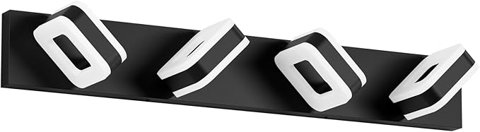 Tipace Black Bathroom Vanity Lights 4 Lights LED Modern Black Bathroom Light Fixture Over Mirror Acrylic Wall Lighting (White Light 5500K) with Rotatable Vanity Lights Heads