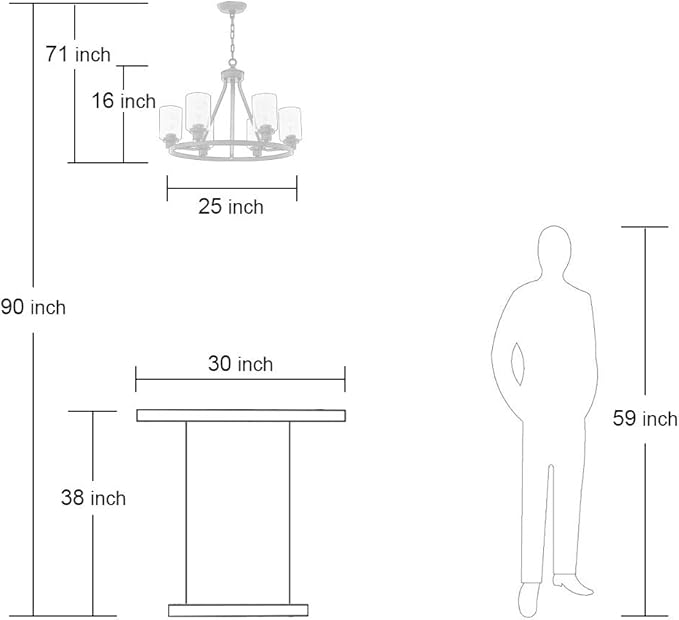 MELUCEE 6 Lights Round Chandelier Brushed Nickel Island Lighting Dining Room Lighting Fixtures Hanging Glass Pendant Light for Kitchen Living Room Bedroom