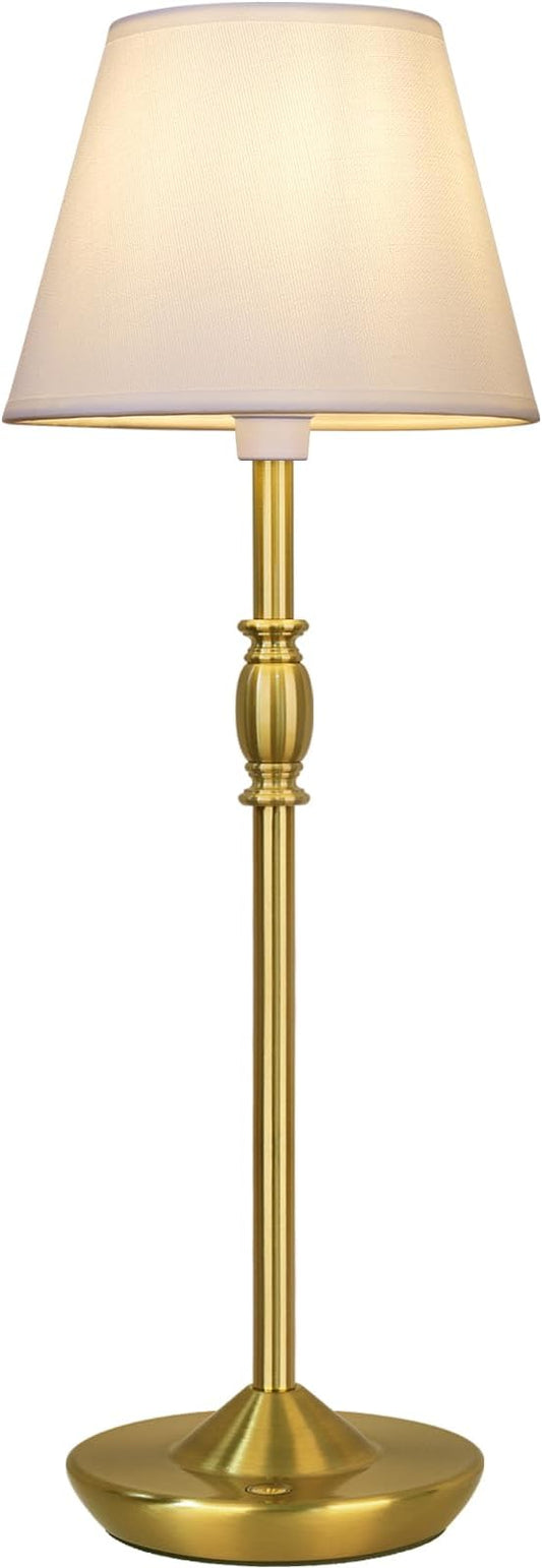 Cordless Table Lamp Portable Small LED Touch Lamp with Dimmer, 18" 2700K Rechargeable Battery Light for Bedside, Dining Room, Bedroom Lamp, Patio, Bar, Night Light, Bathroom (Antique Brass)