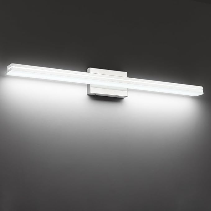 SineRise 40-Inch LED Modern Bathroom Vanity Light Bar, Chrome Modern Acrylic Bathroom Wall Lighting Fixtures Over Mirror (Cool White 6000K)