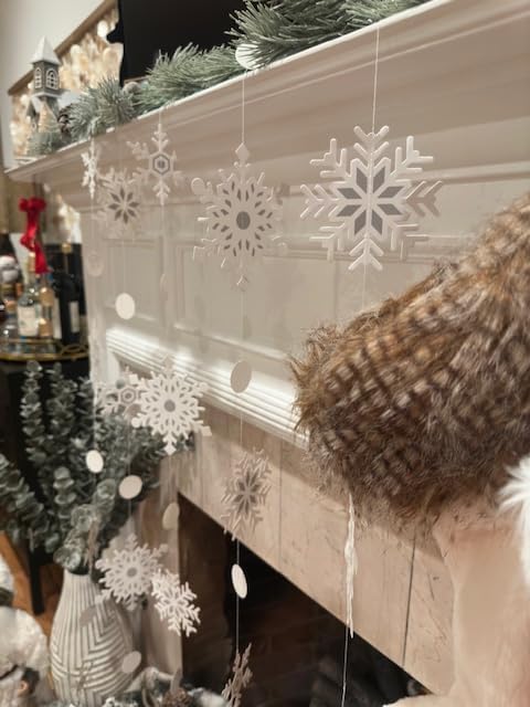 10 PCS Snowflake Garland | Christmas Party Streamers | Xmas Winter Wonderland Hanging Decorations | Holiday Garland by Bashout