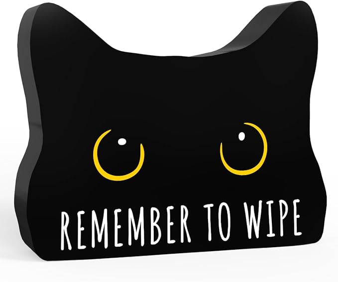Remember to Wipe Funny Bathroom Acrylic Decor Sign Black Cat Decor Cat Decor for Home Bathroom Cat Lover Gifts For Women Men