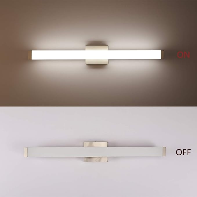 Bathroom Vanity Light Brushed Nickel Square LED 33.5inch 18W 4000K Natural White Light Wall Bar Lighting Fixtures Over Mirror