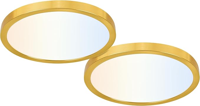 hykolity 12 Inch Selectable CCT LED Round Flat Panel Light, 24W 3000K/4000K/5000K, Edge-Lit Flush Mount Ceiling Light Fixture for Kitchen, Bedroom, Laundry and Closet Room,Gold
