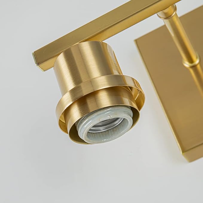EMONG Gold Bathroom Light Fixtures, 2-Lights Brushed Brass Vanity Light with Clear Glass Shade, Modern Wall Sconces for Hallway, Farmhouse, Living Room