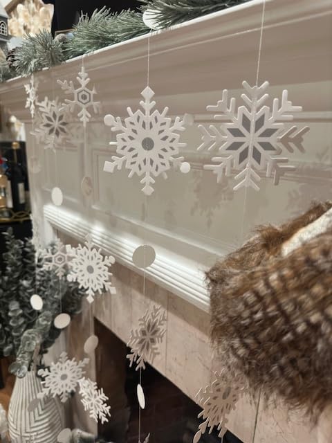 10 PCS Snowflake Garland | Christmas Party Streamers | Xmas Winter Wonderland Hanging Decorations | Holiday Garland by Bashout