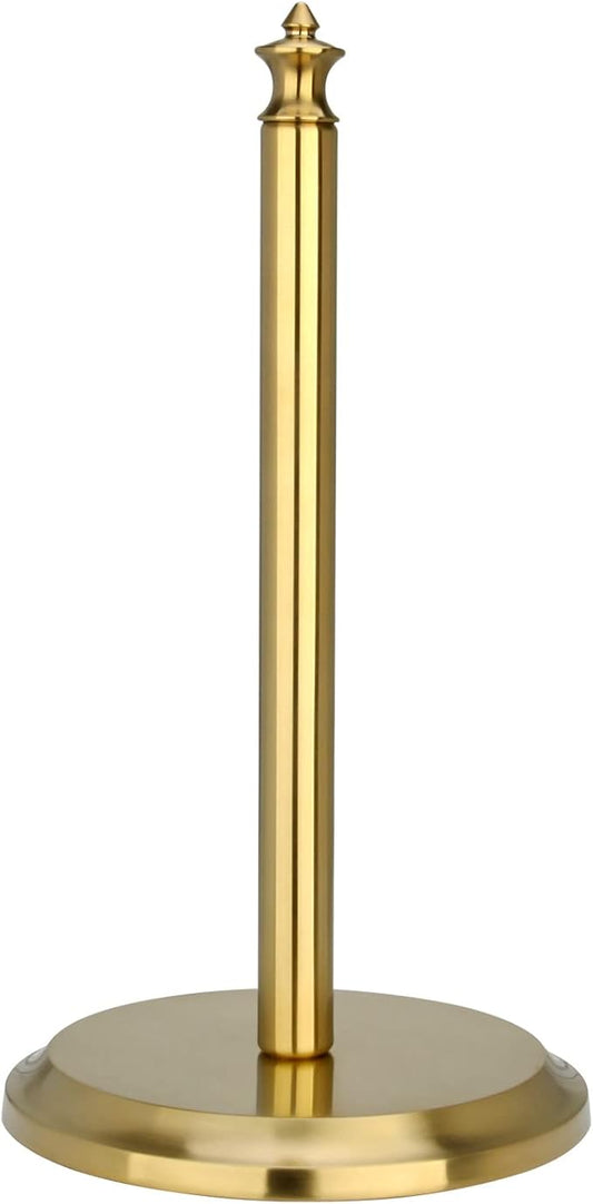 Akicon Paper Towel Holder Stand for Kitchen Countertop & Dining Room Table (Brushed Gold Brass, Classical)