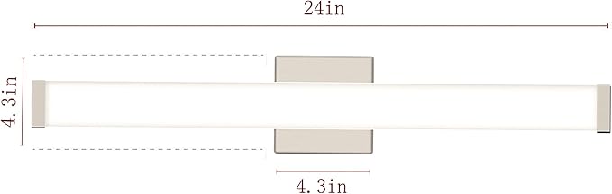 Bathroom Vanity Light Brushed Nickel Square LED 24 inch 14W 4000K Natural White Light Wall Bar Lighting Fixtures Over Mirror