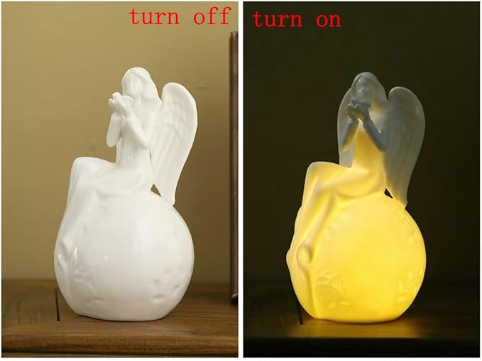 ADAVAS.Y&G Angel collectiable Figurine with LED Lighting Angel lamp Decorative Angel Night Light Holding Dove 8" H