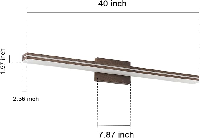 SineRise 40-Inch LED Modern Bathroom Vanity Light Bar, Brown Modern Acrylic Bathroom Wall Lighting Fixtures Over Mirror (Cool White 6000K)