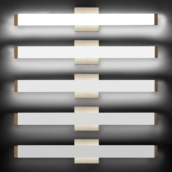 Bathroom Vanity Light Brushed Nickel Square LED 24 inch 14W 4000K Natural White Light Wall Bar Lighting Fixtures Over Mirror (Brushed Nickel, 33.5in Dimmable)