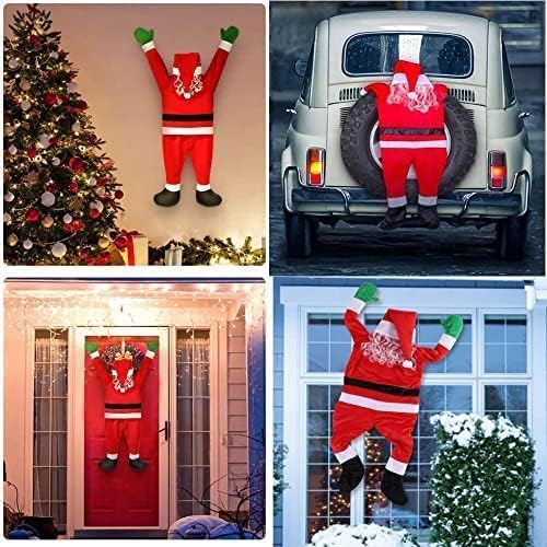 The Gutter Roof 5.5 Ft Large Hanging Santa Claus Decoration - 66.6'' Christmas Ornaments, Outdoor/Indoor Yard & Home Wall Decor (170 cm)
