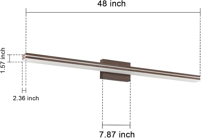SineRise 48-Inch LED Modern Bathroom Vanity Light Bar, Brown Modern Acrylic Bathroom Wall Lighting Fixtures Over Mirror (Cool White 6000K)