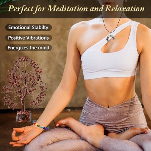 Red Jasper Crystal Trees for Home Decor, Office Desk Decoration, Chakra Healing Crystals and Stone for Positive Energy, Money, Good Luck, Tree of Life Spiritual Birthday Gifts for Women and Mom