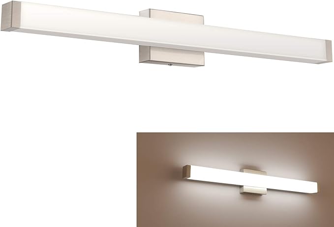 Bathroom Vanity Light Brushed Nickel Square LED 24 inch 14W 4000K Natural White Light Wall Bar Lighting Fixtures Over Mirror (Brushed Nickel, 40in)