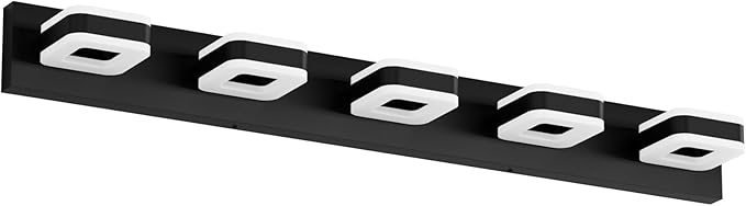 Tipace 5 Lights Black Bathroom Light Fixtures Modern LED Bathroom Vanity Lights Over Mirror 40.5 inch White Light 360°Rotatable