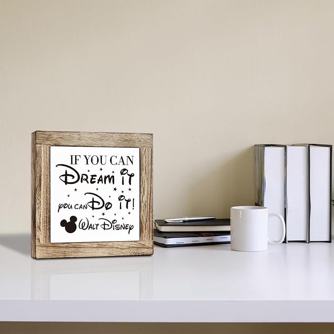 Farmhouse Wood Sign, If You Can Dream It You Can Do It Sign, Wooden Box Sign Plaque, Inspirational Decor, Positive Home Decor, Bedroom Decor, Farmhouse Tabletop Decor for Office Cubicle