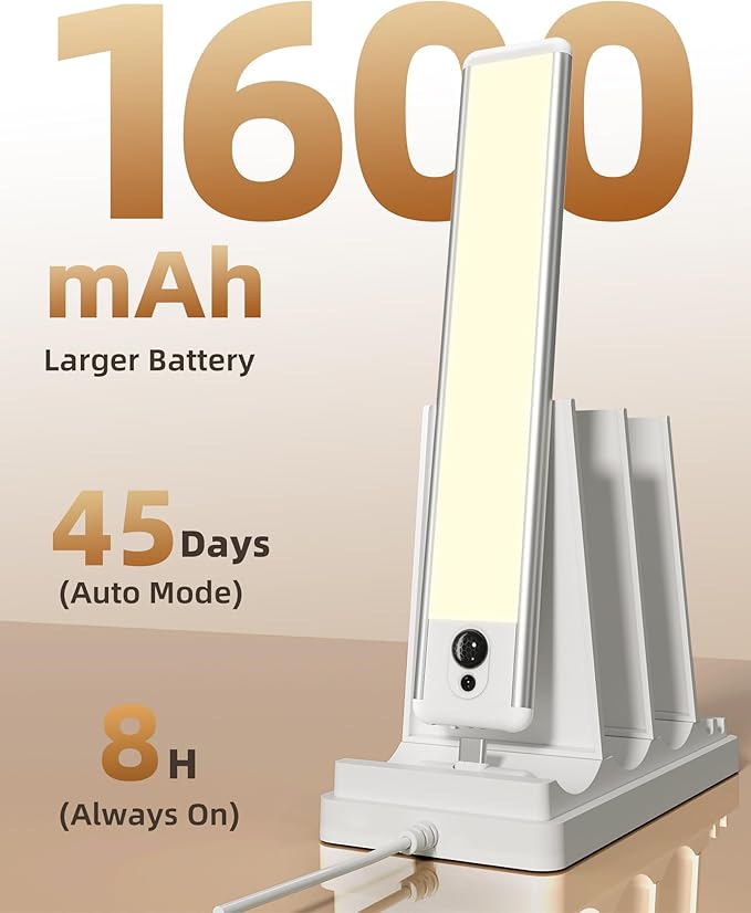 EZVALO Under Cabinet Lighting with Charging Station, Rechargeable Motion Sensor Light Indoor, Dimmable Closet Lights Wireless, 3500K, Motion Activated Under Counter Lights for Kitchen,Pantry(3 Pcs)