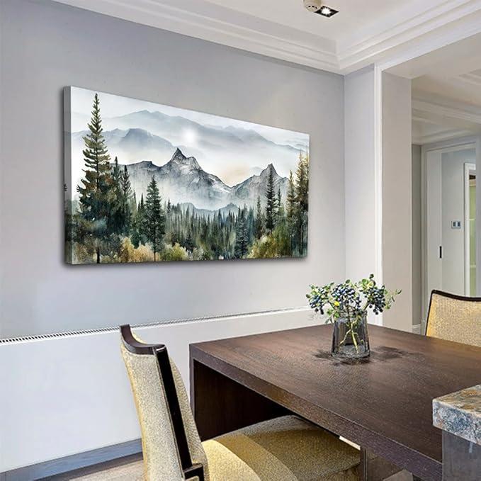 Wapluam Large Canvas Wall Art For Living Room Bedroom Decor Modern Office - Abstract Mountain Landscape Wall Painting Ready To Hang