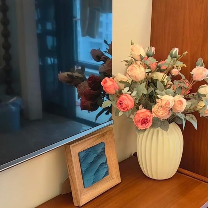 wall decor with Wave Carving Design, Creative Bedroom Decor,Wall decoration,wooden wall art. blue ocean-themed, handcrafted, new-home décor,gift for housewarming, Desk accessory (natural-7.87in)