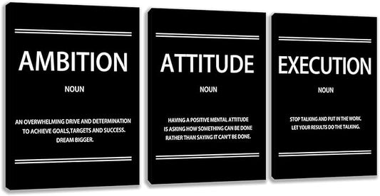 Motivational Wall Decor Paintings Inspirational Office Wall Decor Posters Prints 3 Pieces Bedroom Decor Living Room Office Canvas Picture Wall Painting Home Decoration Framed Artwork (36''W x 16''H)