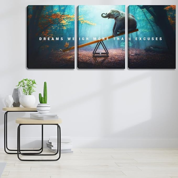 3 Pieces Motivational Office Wall Decor Entrepreneur Canvas Wall Art Posters Prints Paintings Picture Artwork Inspirational Positive Home Bedroom Living Room Wall Decorations Framed (36" Wx16 H)