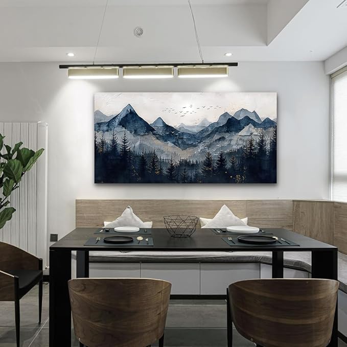 Wapluam Framed Canvas Wall Art Decor Vintage Black And White Wall Painting Wall Art for Living Room Abstract Mountains Landscape Pictures Wall Decor For Bedroom Office Ready To Hang Home Decorations