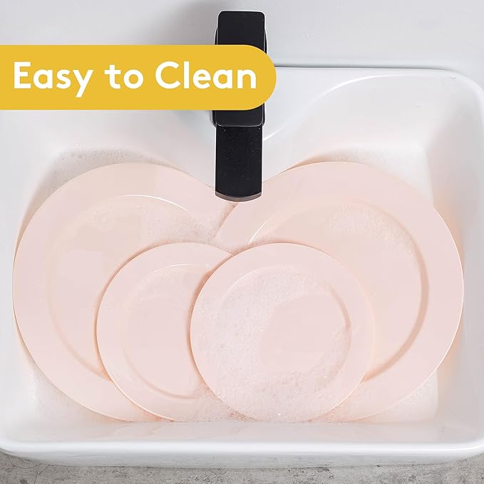 Goodluck 200PCS Disposable Pink Plastic Plates, Heavy Duty Disposable with 100 10.25 inch and 100 7.5 inch Dessert Plates for Party, Wedding, Baby Shower, Valentines