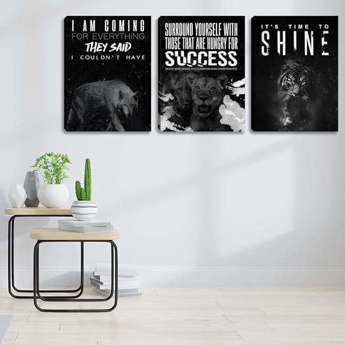 Black Office Wall Decor Motivational Wall Decor Bedroom Living Room Decor Men Wall Art for Office Inspirational Wall Art Painting Poster Prints Canvas Wall Art Framed (36" Wx16 H)