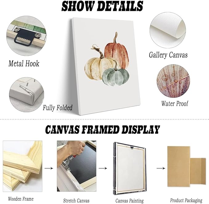 Framed PumpkinWall Art pumpkin Canvas prints posters Rustic fall print Pumpkin Watercolour painting Fall decor Fall wall decor 11x14 framed