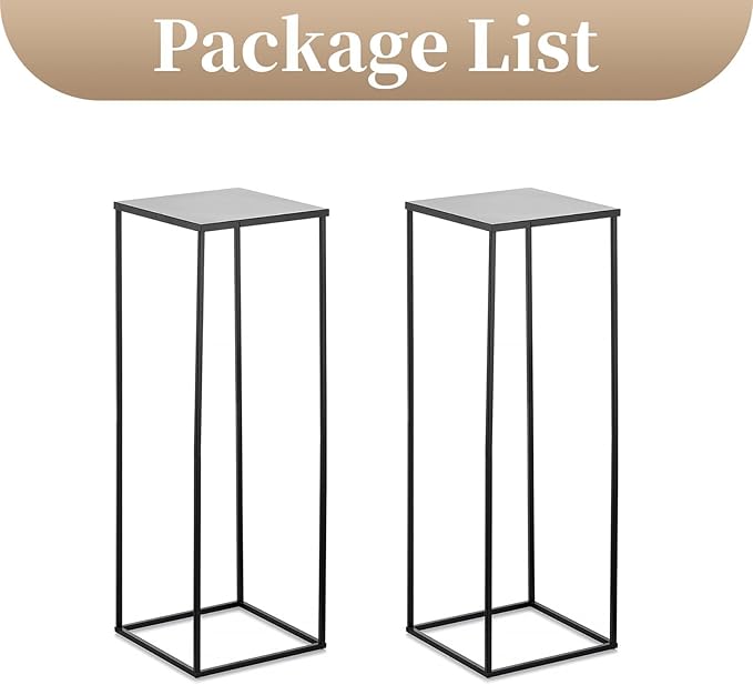 Sziqiqi Floor Vase Tables Centerpieces for Reception - 2 Pcs Metal Column Geometric Flower Stand 31.5in Black Tall Flower Display Rack Decorations for T-Stage Wedding Party Event