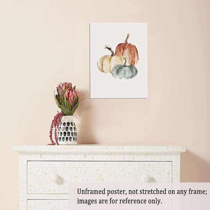 PumpkinWall Art pumpkin Canvas prints posters Rustic fall print Pumpkin Watercolour painting Fall decor Fall wall decor 11x14 Unframed