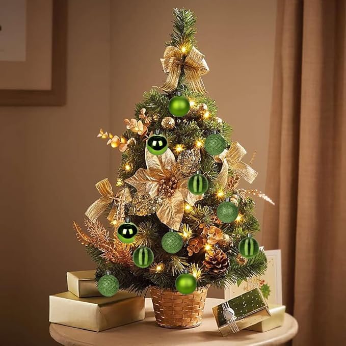 30PCS 2" Christmas Ball Ornaments Shatterproof Green Christmas Tree Decorations Xmas Tree Balls Halloween Ornaments Décor