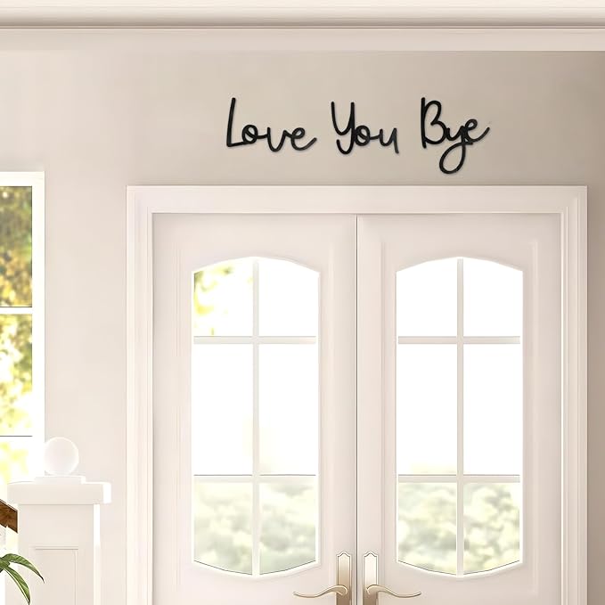Yadiana Love You Bye Wood Sign Home Decor,21.6" Black Boho Home Wall Decor Modern Wall Art Decor Express Love and Warm for Your Family Lovers, Room Entryway Hallway House Wall Decor Aesthetic